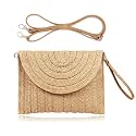 COOKOOKY Straw Clutch Handbag Summer Beach Straw Purse for Women woven Envelope Bag