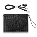COOKOOKY Straw Clutch Handbag Summer Beach Straw Purse for Women woven Envelope Bag