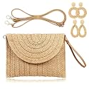 COOKOOKY Straw Clutch Handbag Summer Beach Straw Purse for Women woven Envelope Bag