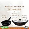 Cookpro kadhai with lid and Frying pan/Frypan omelette/curry/pizza Induction Bottom Non-Stick Coated Cookware Set (Cast Iron, 3 - Piece)