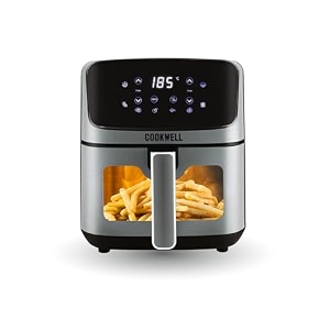 cookwell air fryer - 5l with see through window - 1400w grey amp black