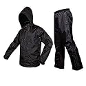 Men's & Women's Solid Rain Coat and Pants (Black, XXL)
