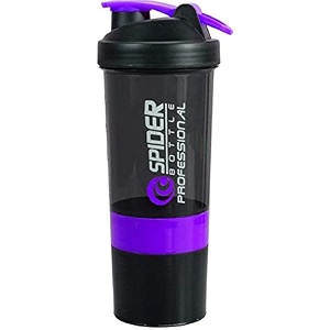shaker bottle for gymbpa-free and 100 leak-proof protein shaker bottle with 2 extra storage compartment 500ml shaker purple