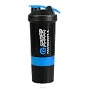 Shaker Bottle for Gym|BPA-Free and 100% Leak-Proof Protein Shaker Bottle with 2 Extra Storage Compartment (500ML Shaker) (Blue)