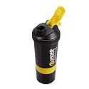 Shaker Bottle for Gym|BPA-Free and 100% Leak-Proof Protein Shaker Bottle with 2 Extra Storage Compartment (500ML Shaker) (Yellow)