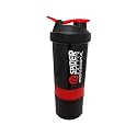 Shaker Bottle for Gym|BPA-Free and 100% Leak-Proof Protein Shaker Bottle with 2 Extra Storage Compartment (500ML Shaker) (RED)