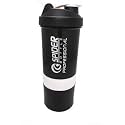Shaker Bottle for Gym|BPA-Free and 100% Leak-Proof Protein Shaker Bottle with 2 Extra Storage Compartment (500ML Shaker) (White)