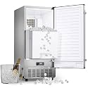 Coolake 15" Under Counter Ice Maker Machine 130 Lbs/Day with 30 Lbs Storage, Self Cleaning, Thicknesses Adjustable, Gravity Drainage, Stainless Steel Built in Ice Machine for Home Bar Office