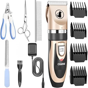 coolbit pet grooming kit for cats amp dogs - quiet cordless trimmer for labrador shih tzu german shepherd golden retriever - powerful easy-to-use hair clippers for home pets grooming pets trimer kit
