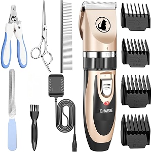 coolbit pets grooming kitrechargeable cordless electric quiet hair clipper kit setprofessional pet hair trimmer long short hair shaver for pets cats petspets trimer kit 8  4 1 count gold