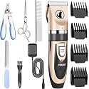 COOLBIT Pets Grooming Kit,Rechargeable Cordless Electric Quiet Hair Clipper Kit Set,Professional Pet Hair Trimmer Long Short Hair Shaver For Pets Cats Pets(Pets Trimer Kit) (8 * 4, 1, count) (Gold)