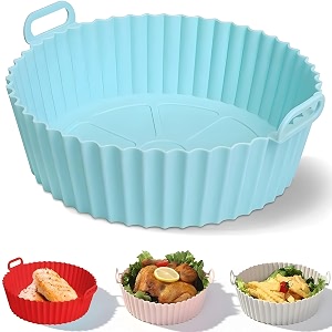coolcold air fryer  air fryer accessories  silicone tray 140gm 73 in bottom fit - 42qt to bigger size air fryer non-stick silicone pot air fryer liners with ear handles easy to cleanblue