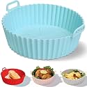 COOLCOLD Air Fryer | Air Fryer Accessories | Silicone Tray, 140gm, 7.3 In Bottom (Fit - 4.2QT to Bigger Size Air Fryer) Non-Stick Silicone Pot Air Fryer Liners with Ear Handles, Easy to Clean,(Blue)