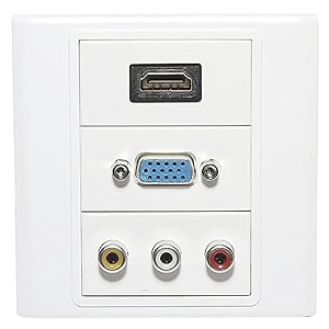 coolcold hdmi  vga  3 rc wall plate 3 port socket plug insert jack outlet panel mount support 4k 60hz hdr 1080p 3d ethernet built in high speed cable extension coupler for projector amp home theater