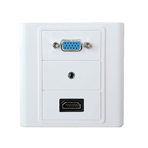 coolcold hdmi  vga  aux wall plate 3 port socket plug insert jack outlet panel mount support 4k 60hz hdr 1080p 3d ethernet built in high speed cable extension coupler for projector amp home theater