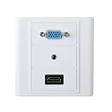 COOLCOLD HDMI + VGA + Aux Wall Plate, 3 Port Socket Plug Insert Jack Outlet Panel Mount Support 4K 60Hz HDR 1080P 3D Ethernet Built in High Speed Cable Extension Coupler for Projector &amp; Home Theater