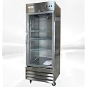 cooler depot Commercial Freezer Glass 1 Single Door Stainless Steel Exterior, Upright Reach in NSF 29"Width 3 Shelves, Display Merchandiser 23 cuft -8°F to 0°F CFG-1FFGSS
