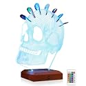 CoolGift Mart Light Up Guitar Pick Holder, Acrylic Wooden Skull Pick Holder with 16 Color Lights for Picks Storage and Display, Gift for Guitar Players Guitarists