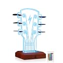 CoolGift Mart Light Up Guitar Pick Holder, Acrylic Wooden Guitar Headstock Shaped Pick Holder with 16 Color Lights for Picks Storage and Display, Gift for Guitarists