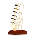 CoolGift Mart Light Up Guitar Pick Holder, Electric Guitar Headstock Shaped Acrylic & Wooden USB Powered illuminated Display Case- Guitar Accessories Gift for Men Guitar, Music Lovers