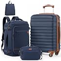 Coolife Luggage Set Hardside Suitcase,3 piece,Midnight Blue(BP/TB/20)