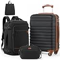 Coolife Luggage Set Hardside Suitcase,3 piece,Charcoal(BP/TB/20)