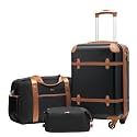 Coolife Luggage Set, PC Hardside, TSA Lock, 3-Piece, Black(DB/TB/20)