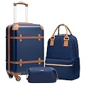 Coolife Luggage Set, PC Hardside, TSA Lock, 3-Piece, Navy(BP/TB/20)
