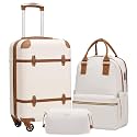 Coolife Luggage Set, PC Hardside, TSA Lock, 3-Piece, White(BP/TB/20)
