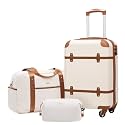 Coolife Luggage Set, PC Hardside, TSA Lock, 3-Piece, White(DB/TB/20)