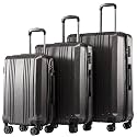 Coolife PC+ABS Hardshell Luggage, TSA Lock, Spinner Wheels, 3-Piece Set