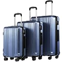 Coolife PC+ABS Hardshell Luggage, TSA Lock, Spinner Wheels, 3-Piece Set