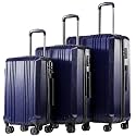Coolife PC+ABS Hardshell Luggage, TSA Lock, Spinner Wheels, 3-Piece Set