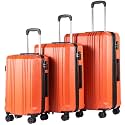 Coolife PC+ABS Hardshell Luggage, TSA Lock, Spinner Wheels, 3-Piece Set