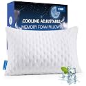 Cooling Side Sleeper Pillow for Adults, Firm Bed Pillow for Side Sleepers Neck and Shoulder Pain, Luxury Shredded Memory Foam Pillow Set of 1- Adjustable King Size- Washable Cover Original White