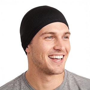 cooling skull cap helmet liner for men - sweat wicking motorcycle amp football under hard hat liner - upf 50 sun protection running amp cycling head caps - black