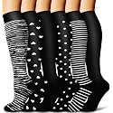COOLOVER Copper Compression Socks for Women and Men(6 Pairs)-Best Support for Running, Athletic, Travel