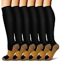 COOLOVER Copper Compression Socks for Women and Men(6 Pairs)-Best Support for Running, Athletic, Travel