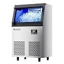 Coolski Commercial Ice Maker Machine, 200lbs/24H with 50lbs Ice Storage Undercounter Ice Machine, Stainless Steel Built-in Freestanding Ice Maker for Bar, Home, Garage, Cafe, Self-Cleaning