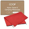 Coop Home Goods Nylon Camping and Travel Pillow Cover, Waterproof Camping Pillow Protector, Zippered Cover, Washable Travel Pillowcase (Red)
