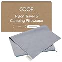 Coop Home Goods Nylon Camping and Travel Pillow Cover, Waterproof Camping Pillow Protector, Zippered Cover, Washable Travel Pillowcase (Grey)
