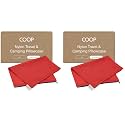 Coop Home Goods Nylon Camping and Travel Pillow Cover, Waterproof Camping Pillow Protector, Zippered Cover, Washable Travel Pillowcase (Red) (Pack of 2)