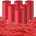 Coopay 1000 Pieces 1 Inch Bingo Chips Bulk, Bingo Markers for Math Practice, Plastic Learning Counters Disks Counting Discs and Poker Chips Game Tokens Kids Reward (Red)