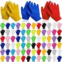 Coopay 12/24/48/100 Pairs Kids Winter Magic Gloves, Stretchy Full Finger Bulk Children Knitted Gloves for Boys Girls Student