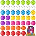 Coopay 12/50/100 Pack Plastic Baseballs Practice Training Balls Lightweight Hollow Softballs with a Drawstring Bag for Hitting Pitching Batting Training Indoor Outdoor Sport