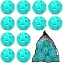 Coopay 12/50/100 Pack Plastic Baseballs Practice Training Balls Lightweight Hollow Softballs with a Drawstring Bag for Hitting Pitching Batting Training Indoor Outdoor Sport