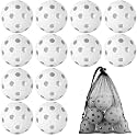 Coopay 12/50/100 Pack Plastic Baseballs Practice Training Balls Lightweight Hollow Softballs with a Drawstring Bag for Hitting Pitching Batting Training Indoor Outdoor Sport