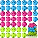 Coopay 14/48 Pack Practice Baseball Softball, Plastic Training Balls Lightweight Hollow Limited Flight Softballs for Hitting, Pitching, Batting Training Indoor Outdoor Use