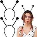 Coopay 2 Pcs Halloween Antenna Butterfly Headband, Bee Tentacle Alien Hairband for Bug Heaband with Bendable Plush Pom Pom Bopper for Halloween Party Costume Cosplay Dress Up Pretend Play Accessory