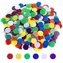 Coopay 900 Pieces Counters Counting Chips Plastic Markers Mixed Colors for Bingo Chips Game Tokens, Contain White, Blue, Green, Yellow, Red, Purple Colors